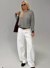 Kaio Mid Rise Barrel Leg Denim Jeans White