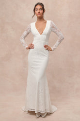 Emmersyn White Lace Backless Maxi Dress