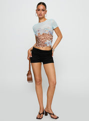 Pop Quiz Mesh Top Blue / Leopard