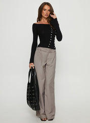 Jillianna Button Detail Off Shoulder Top Black