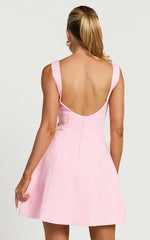 Arisa Mini Dress - High Neck Backless Dress in Pink