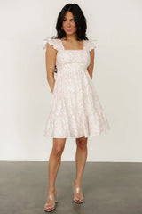Suri Short Dress | Off White + Blush Floral