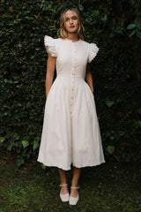 Nelly Dress in White Denim