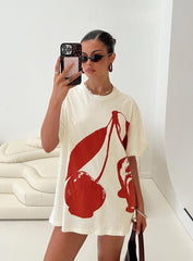 Cherrie Amore Oversized Tee White