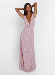 Frederica Plunge Burnout Maxi Dress Mauve