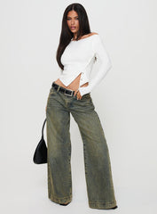 Karre Off The Shoulder Long Sleeve Top White