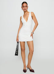 Frederica Plunge Mini Dress White