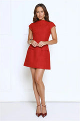 Good Outfit Day Tweed Mini Dress Red