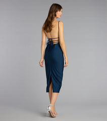Lace-Up Allure Bodycon Midi Dress