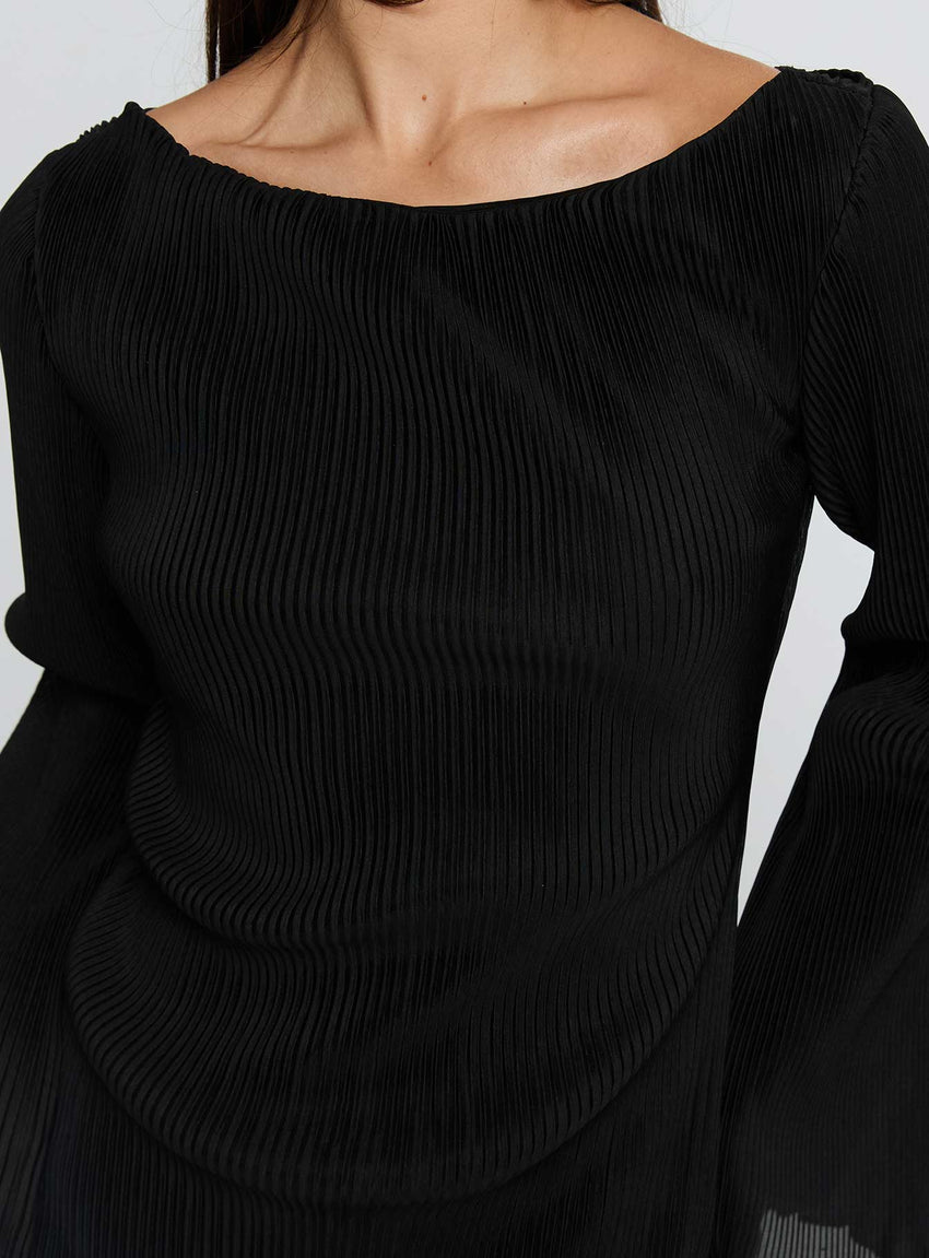 lukea long sleeve mini dress black blue dress for baby girl Lukea Long Sleeve Mini Dress Black Petite