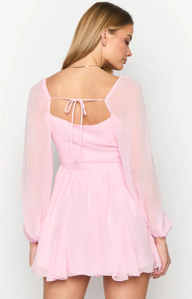 long sleeve pink mini dress Tiffany Pink Long Sleeve Mini Dress – BELLA IN THE SKY