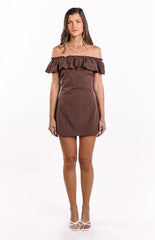 Haylie Brown Polka Dot Off Shoulder Mini Dress
