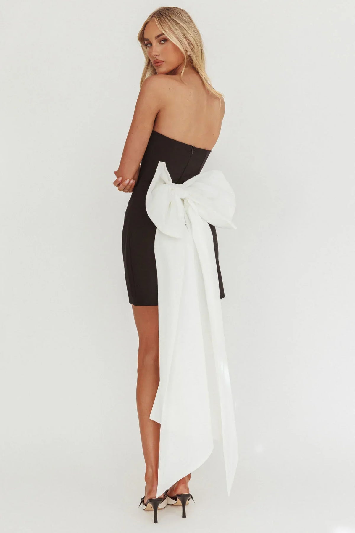 Diamond Sky Bow Back Mini Dress Black