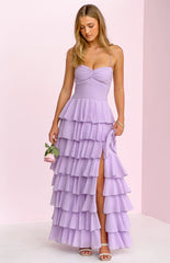 Georgie Lilac Ruffle Maxi Dress - PRE ORDER
